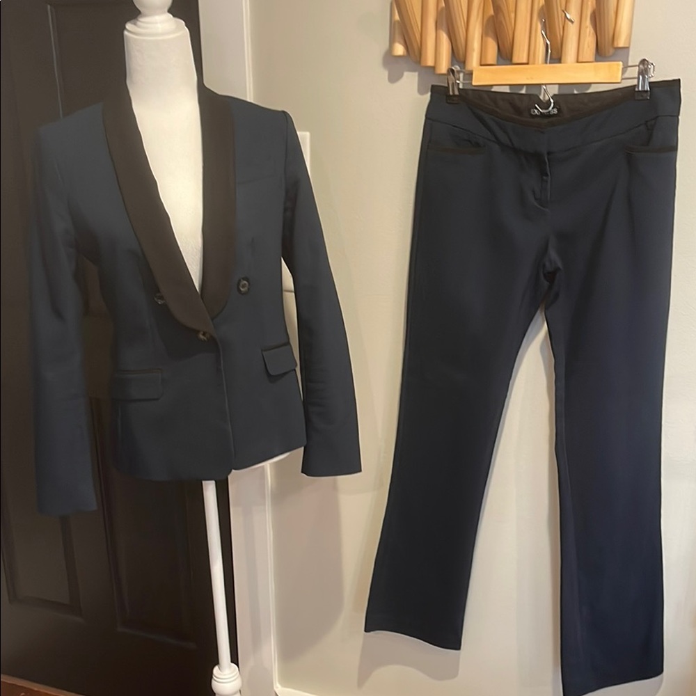 Express Dark Navy Teal Blazer 4 and Pants 6R